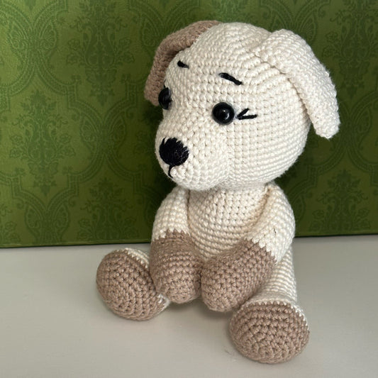 Cream and taupe dog