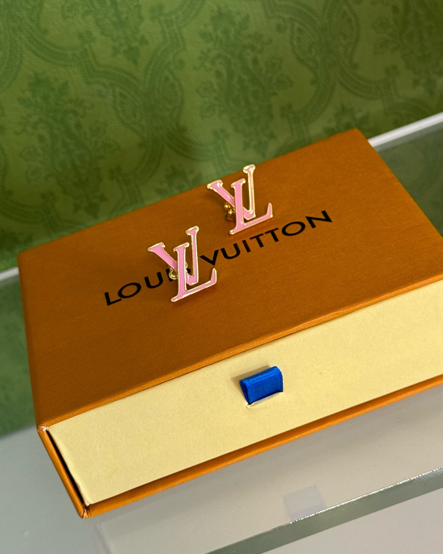 Pink lv studs