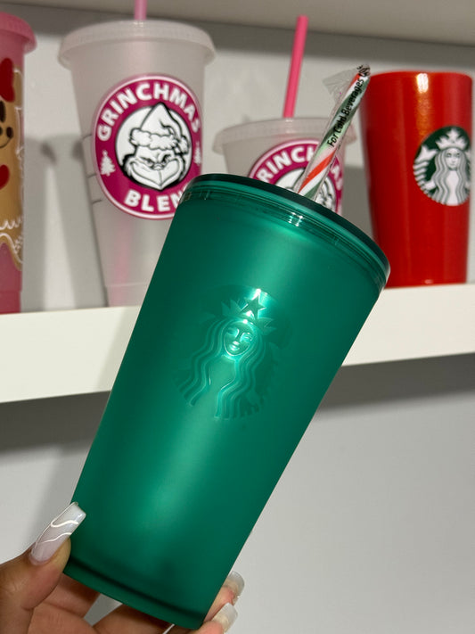 Green Starbucks tumbler