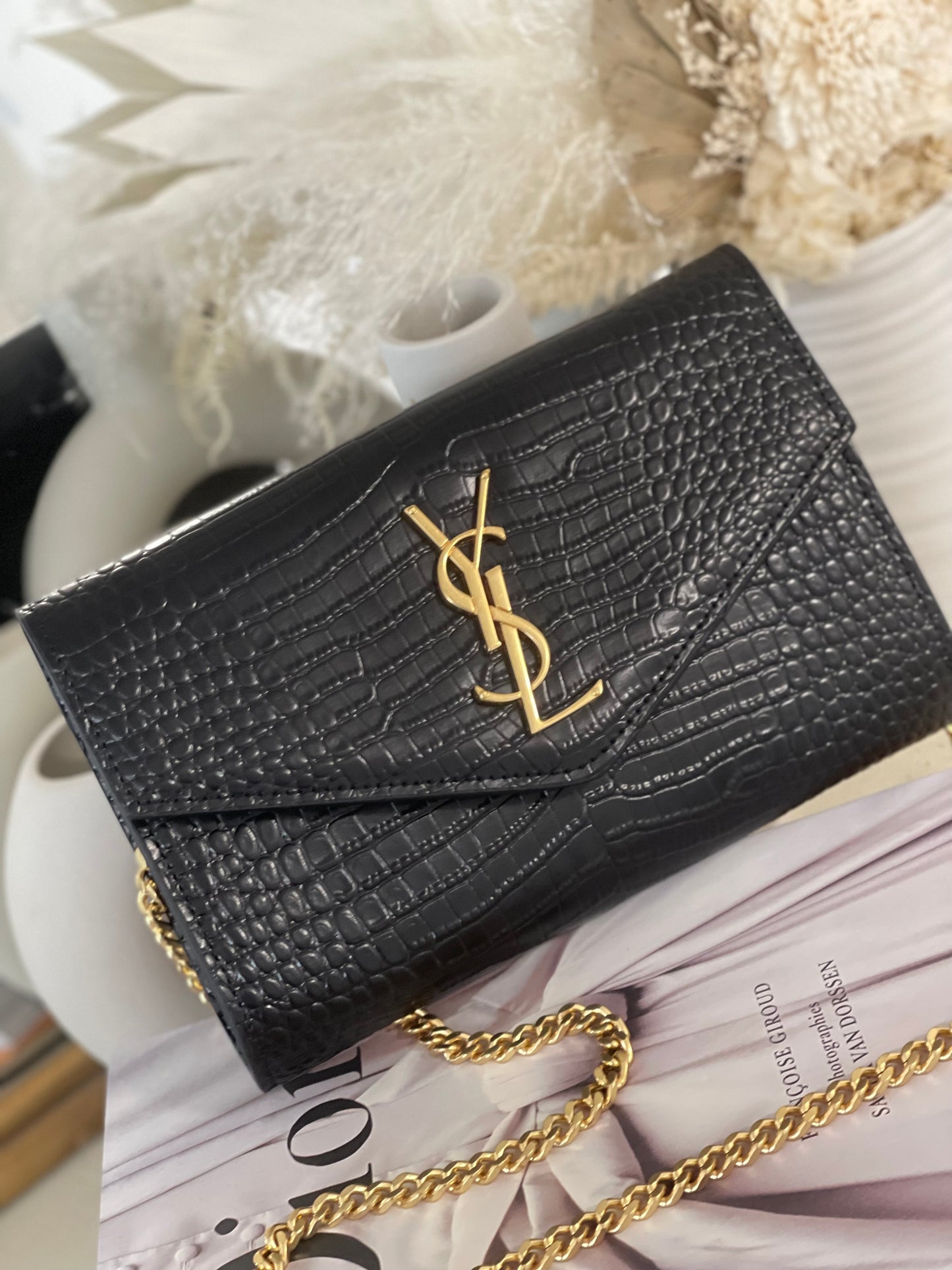 Black ysl croc