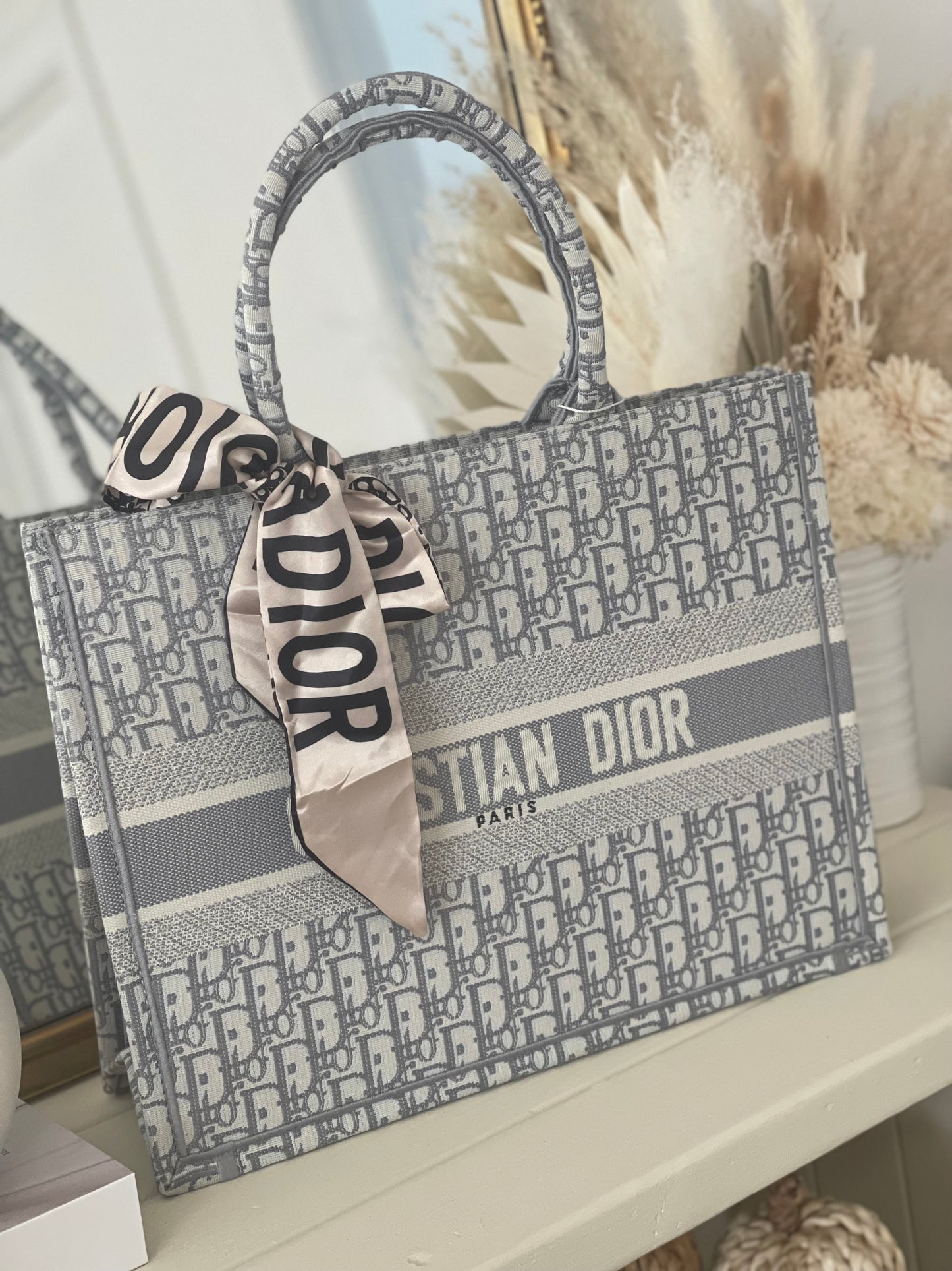 Gray Dior tote