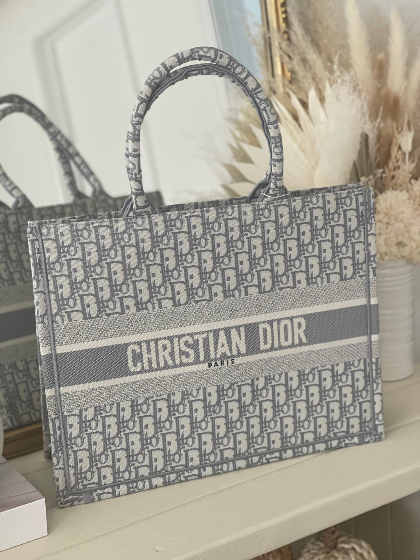 Gray Dior tote