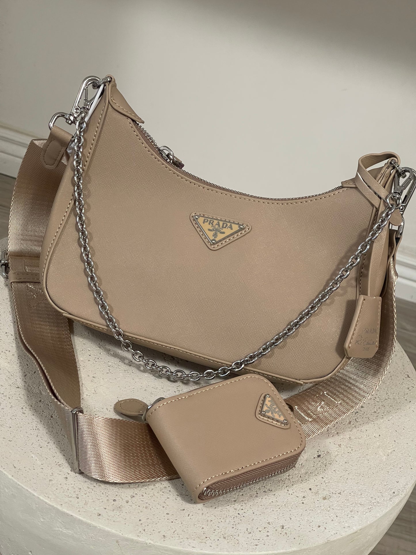 Prada leather nude