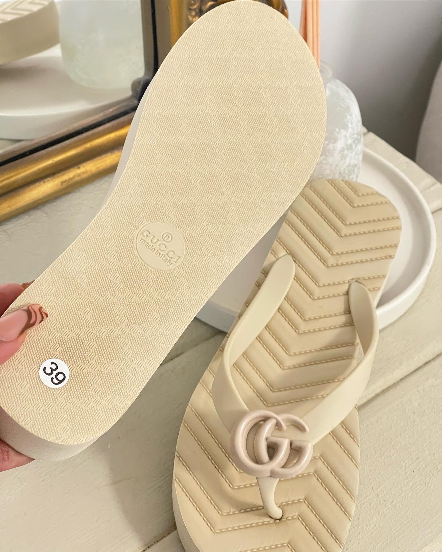 Gg thong slides cream